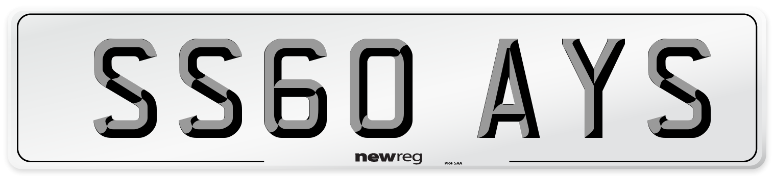 SS60 AYS Number Plate from New Reg